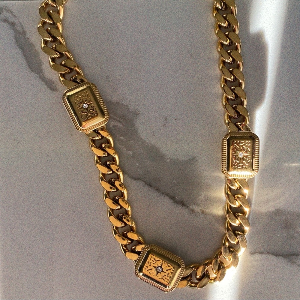 Tarnish Free Celia Cuban Chain Star Necklace